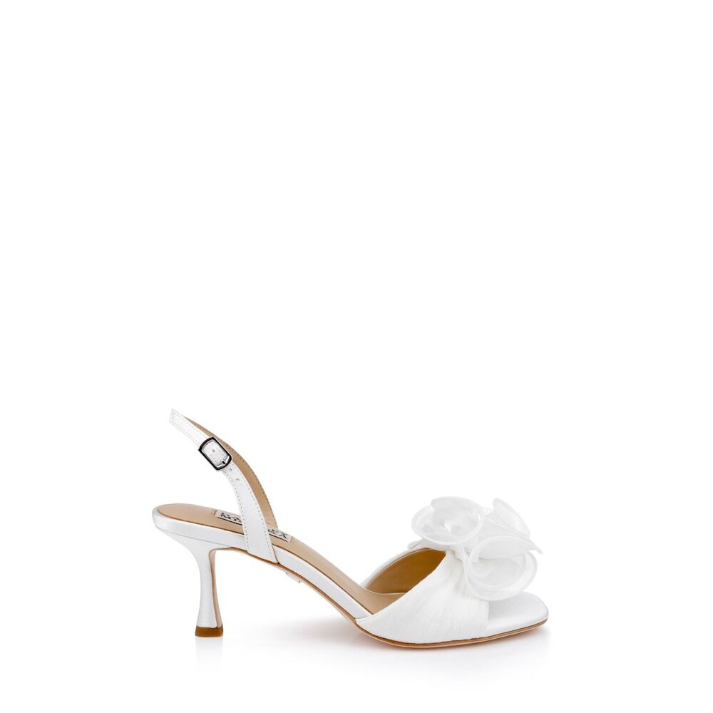 Badgley Mischka Dora White Slingback Sandals NIB Size 7.5 Bridal - Picture 7 of 8